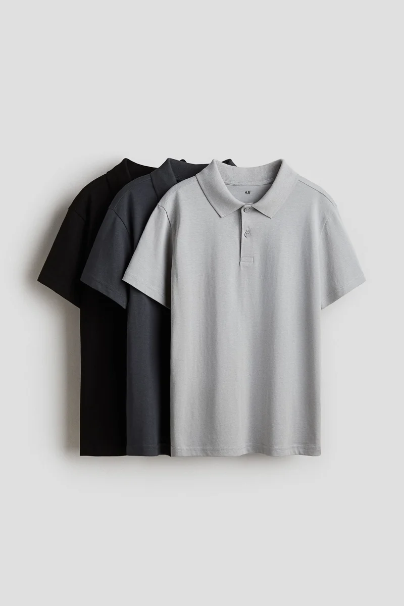 H&M 3-pack cotton polo shirts